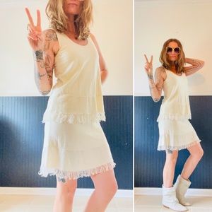 Cotton Blend fringe Dress WITH slouch boots  SZ 10 womens